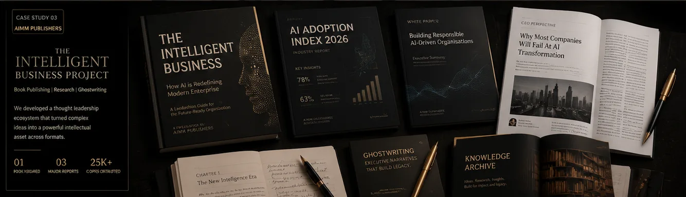 The Intelligent Business Project case study board: book, reports, white paper and ghostwriting