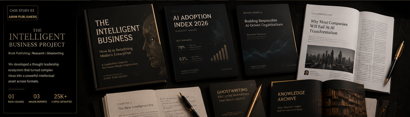 The Intelligent Business Project case study board: book, reports, white paper and ghostwriting