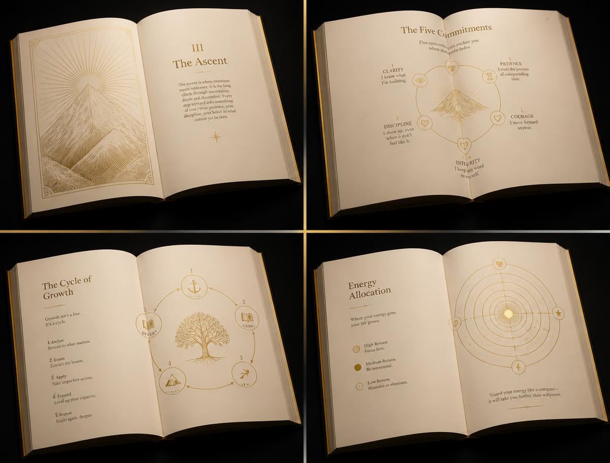 Editorial illustration detail in gold on black