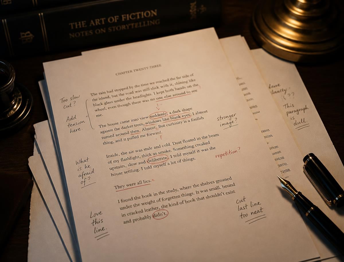 Manuscript pages with editorial mark-up